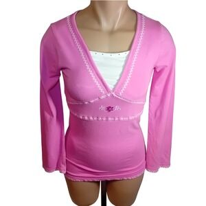 Vintage Y2K Kids Siblings Girly Long Sleeve Layered Floral Detail L Fits Women S